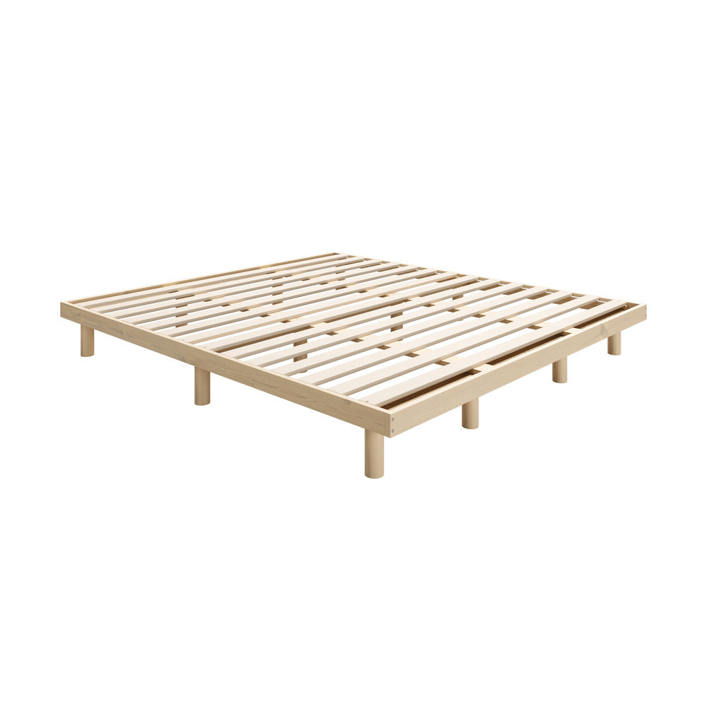 Oikiture Bed Frame King Size Bed Base Solid Wood Slats-Wooden Bed Frames-PEROZ Accessories