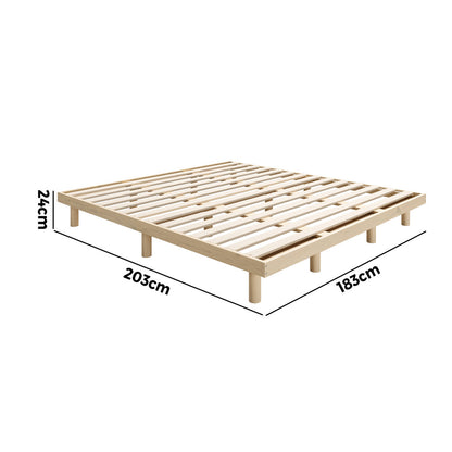 Oikiture Bed Frame King Size Bed Base Solid Wood Slats-Wooden Bed Frames-PEROZ Accessories