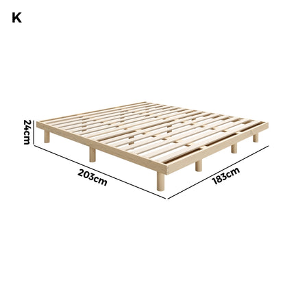 Oikiture Bed Frame King Size Bed Base Solid Wood Slats-Wooden Bed Frames-PEROZ Accessories