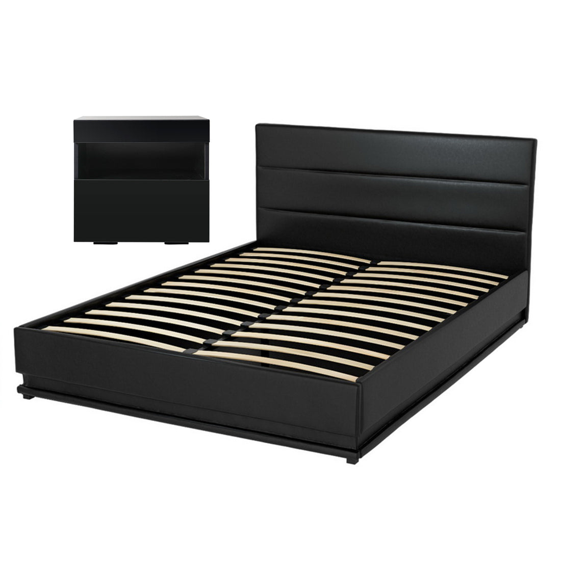 Artiss RGB LED Double Bed Frame with Beside Table Set 16 Colour Mood Lighting-Furniture &gt; Bedroom &gt; Beds &amp; Bed Frames-PEROZ Accessories