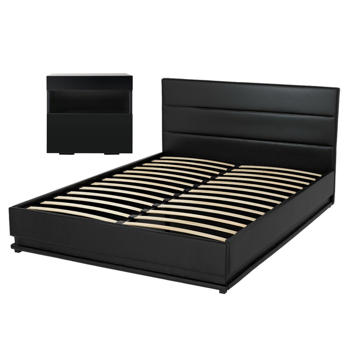 Artiss RGB LED Double Bed Frame with Beside Table Set 16 Colour Mood Lighting-Furniture &gt; Bedroom &gt; Beds &amp; Bed Frames-PEROZ Accessories