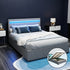Artiss Bed Frame Double Size Gas Lift RGB LED Bedbase Grey Cole-Bed Frames-PEROZ Accessories
