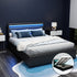 Artiss Cole LED Bed Frame PU Leather Gas Lift Storage - Black Queen-Bed Frames-PEROZ Accessories