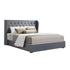 Artiss Issa Bed Frame Fabric Gas Lift Storage - Grey Queen-Bed Frames-PEROZ Accessories