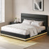 Artiss Lumi LED Bed Frame PU Leather Gas Lift Storage - Black King-Bed Frames-PEROZ Accessories