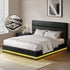 Artiss Lumi LED Bed Frame PU Leather Gas Lift Storage - Black Queen-Bed Frames-PEROZ Accessories