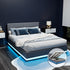 Artiss Lumi LED Bed Frame Fabric Gas Lift Storage - Grey Queen-Bed Frames-PEROZ Accessories