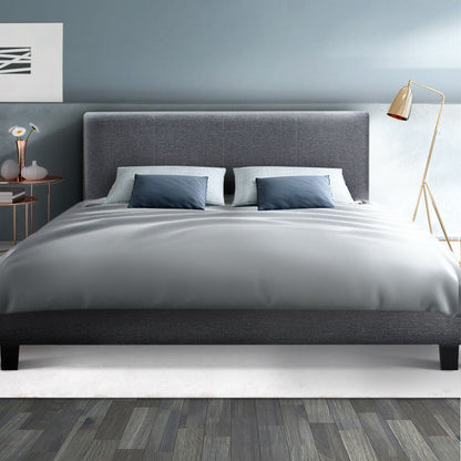 Artiss Neo Bed Frame Fabric - Grey Double-Bed Frames-PEROZ Accessories