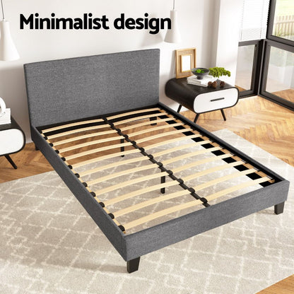 Artiss Neo Bed Frame Fabric - Grey Double-Bed Frames-PEROZ Accessories