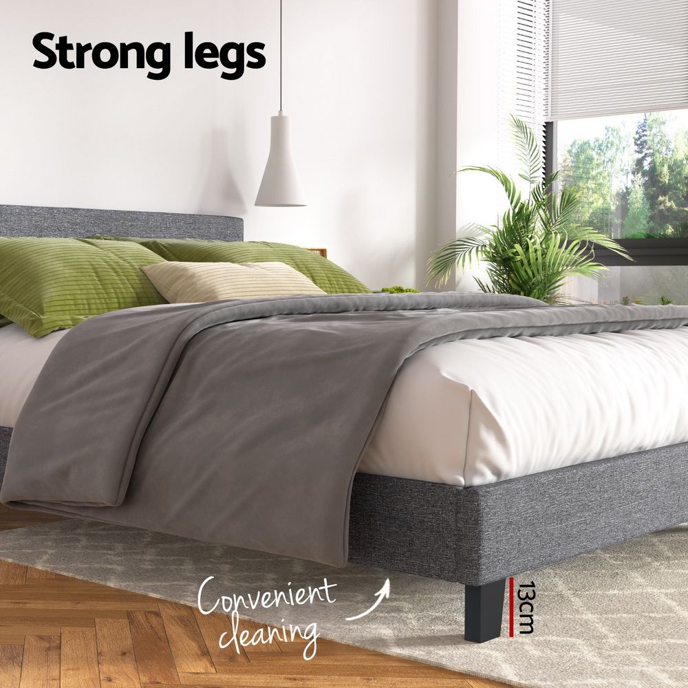 Artiss Neo Bed Frame Fabric - Grey Double-Bed Frames-PEROZ Accessories