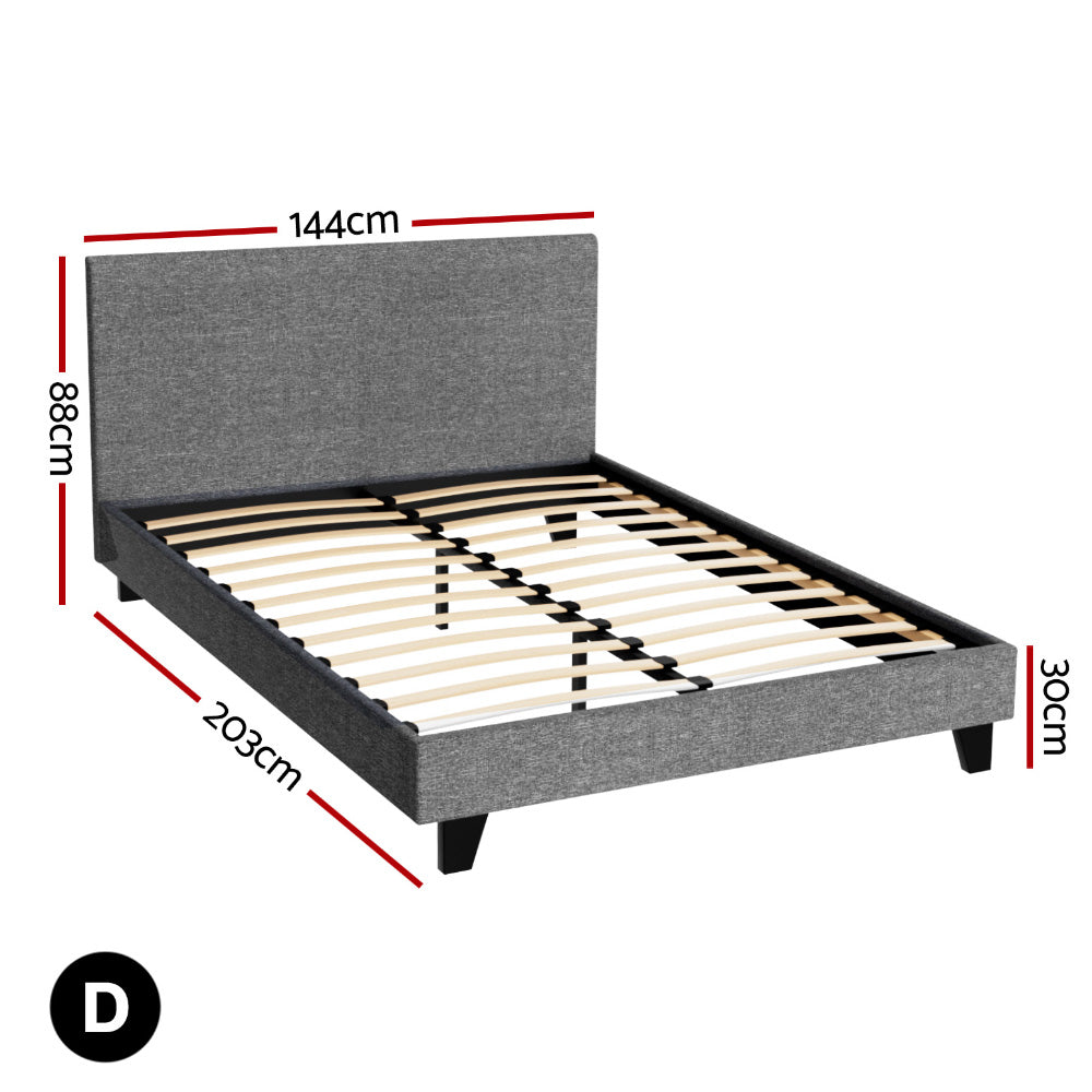 Artiss Neo Bed Frame Fabric - Grey Double-Bed Frames-PEROZ Accessories