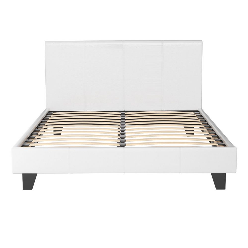 Artiss Neo Bed Frame PU Leather - White Double-Bed Frames-PEROZ Accessories