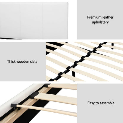Artiss Neo Bed Frame PU Leather - White Double-Bed Frames-PEROZ Accessories