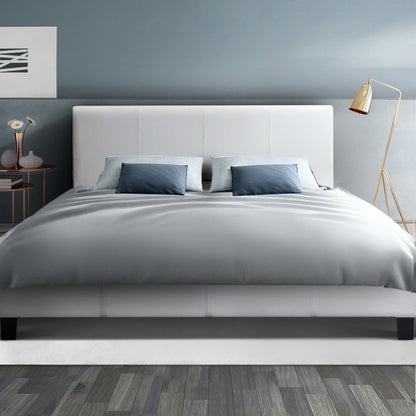 Artiss Neo Bed Frame PU Leather - White Double-Bed Frames-PEROZ Accessories