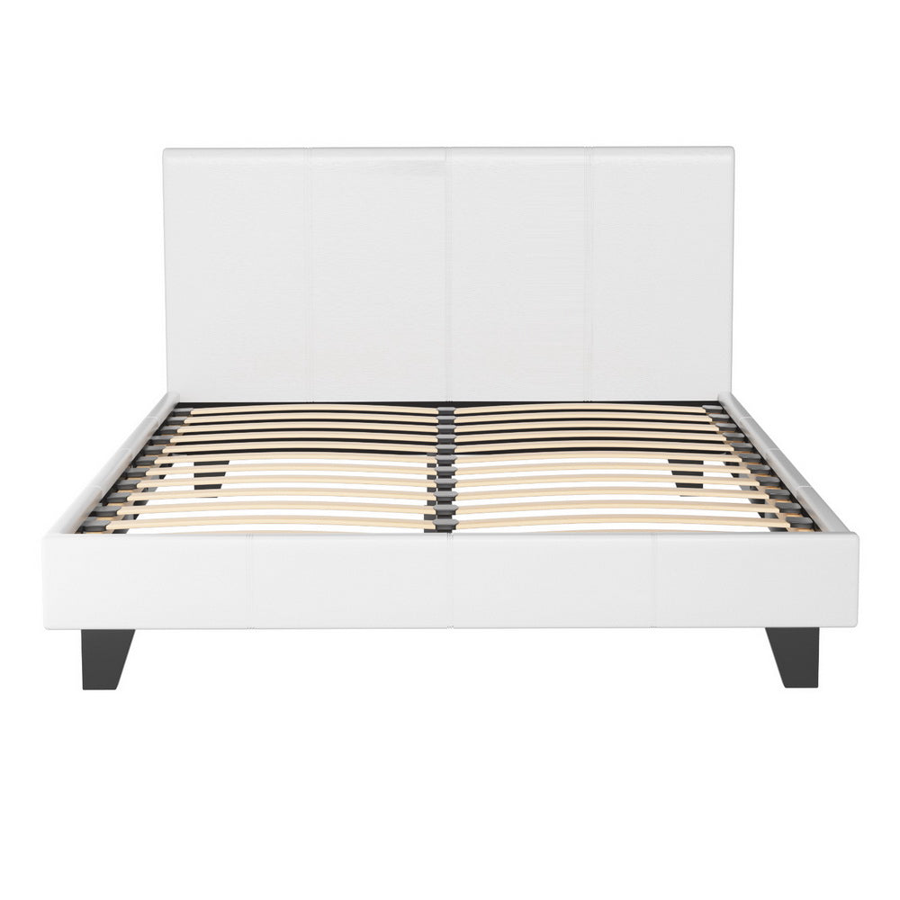 Artiss Neo Bed Frame PU Leather - White Double-Bed Frames-PEROZ Accessories