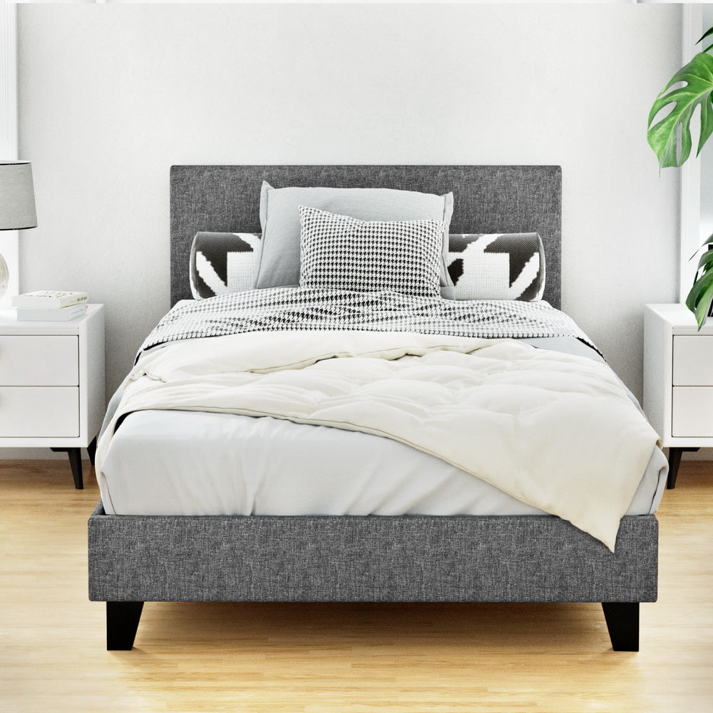 Artiss Neo Bed Frame Fabric - Grey King Single-Bed Frames-PEROZ Accessories