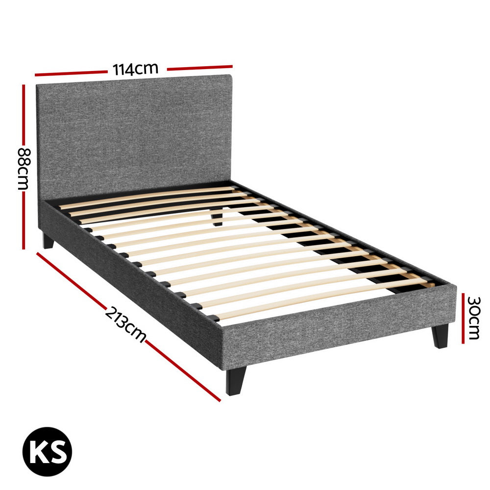 Artiss Neo Bed Frame Fabric - Grey King Single-Bed Frames-PEROZ Accessories