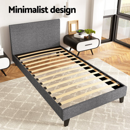 Artiss Neo Bed Frame Fabric - Grey King Single-Bed Frames-PEROZ Accessories
