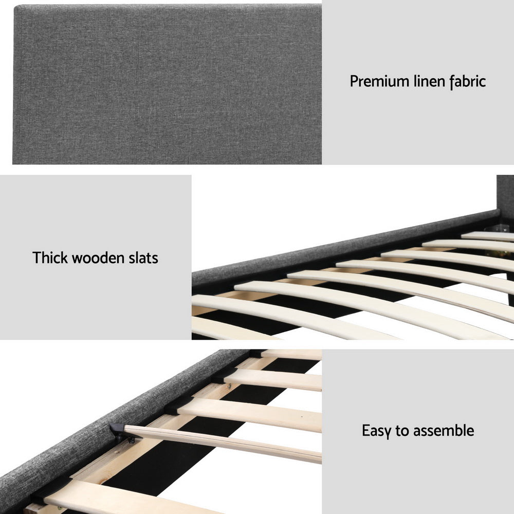Artiss Neo Bed Frame Fabric - Grey King Single-Bed Frames-PEROZ Accessories