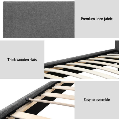 Artiss Neo Bed Frame Fabric - Grey King Single-Bed Frames-PEROZ Accessories