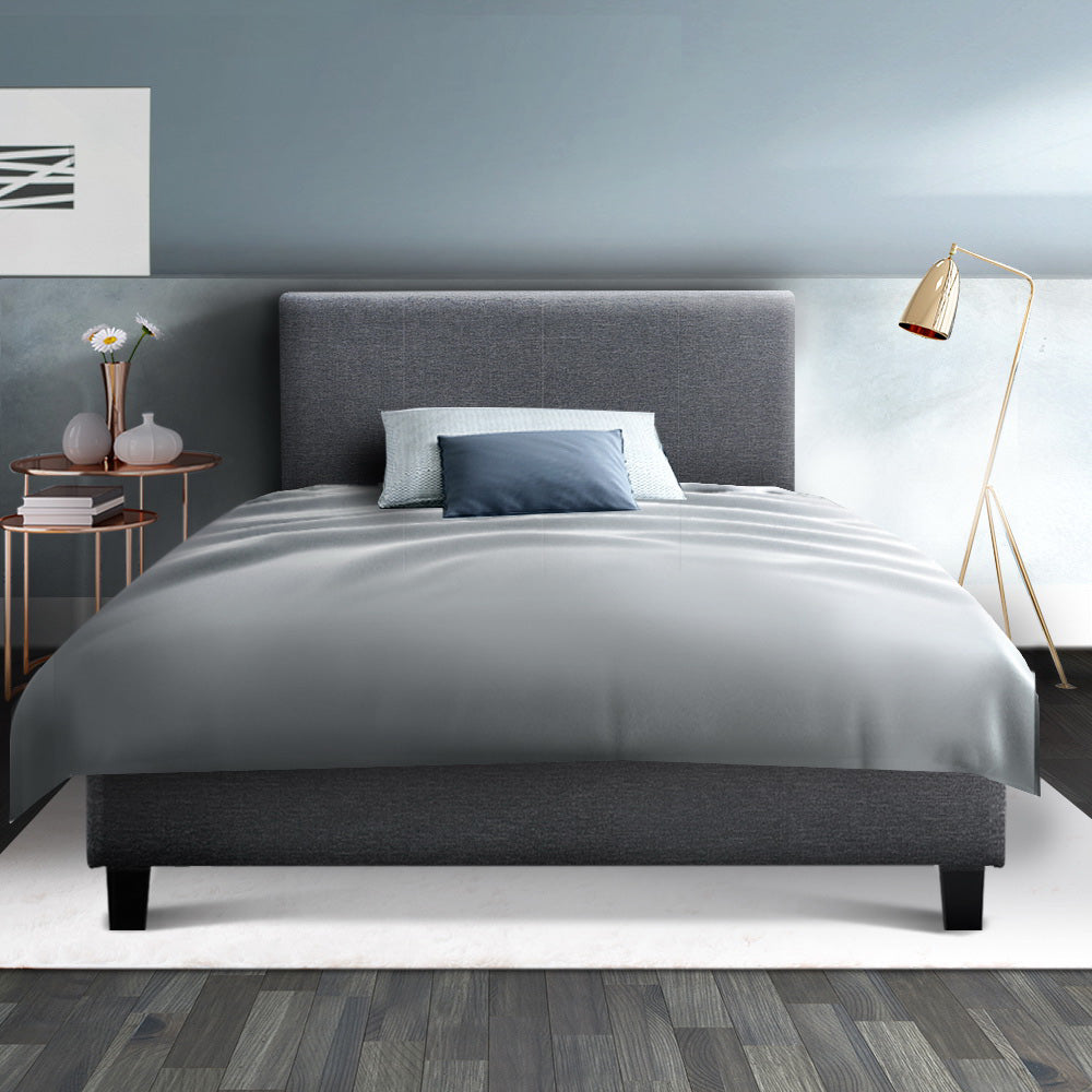 Artiss Neo Bed Frame Fabric - Grey King Single-Bed Frames-PEROZ Accessories