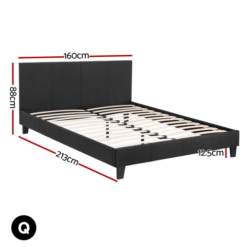 Artiss Neo Bed Frame Fabric - Charcoal Queen-Bed Frames-PEROZ Accessories