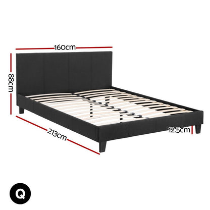 Artiss Neo Bed Frame Fabric - Charcoal Queen-Bed Frames-PEROZ Accessories