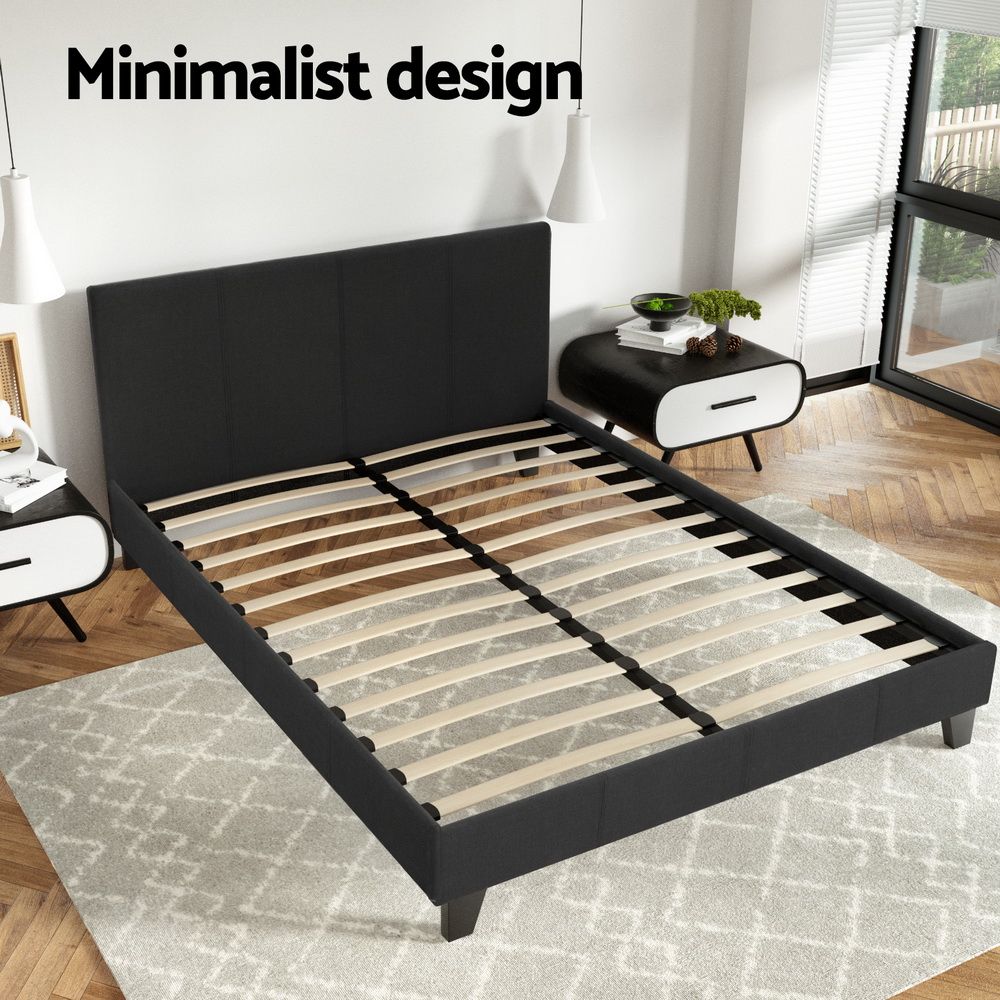 Artiss Neo Bed Frame Fabric - Charcoal Queen-Bed Frames-PEROZ Accessories