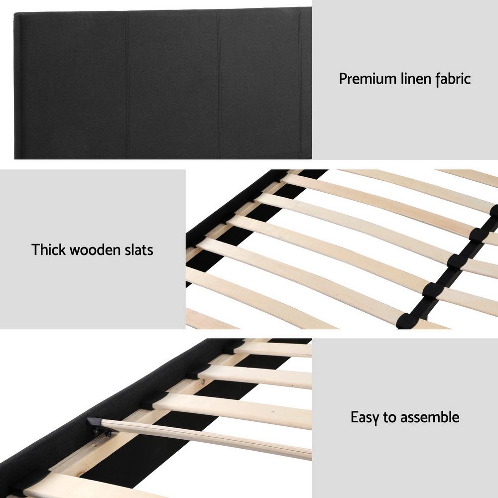 Artiss Neo Bed Frame Fabric - Charcoal Queen-Bed Frames-PEROZ Accessories
