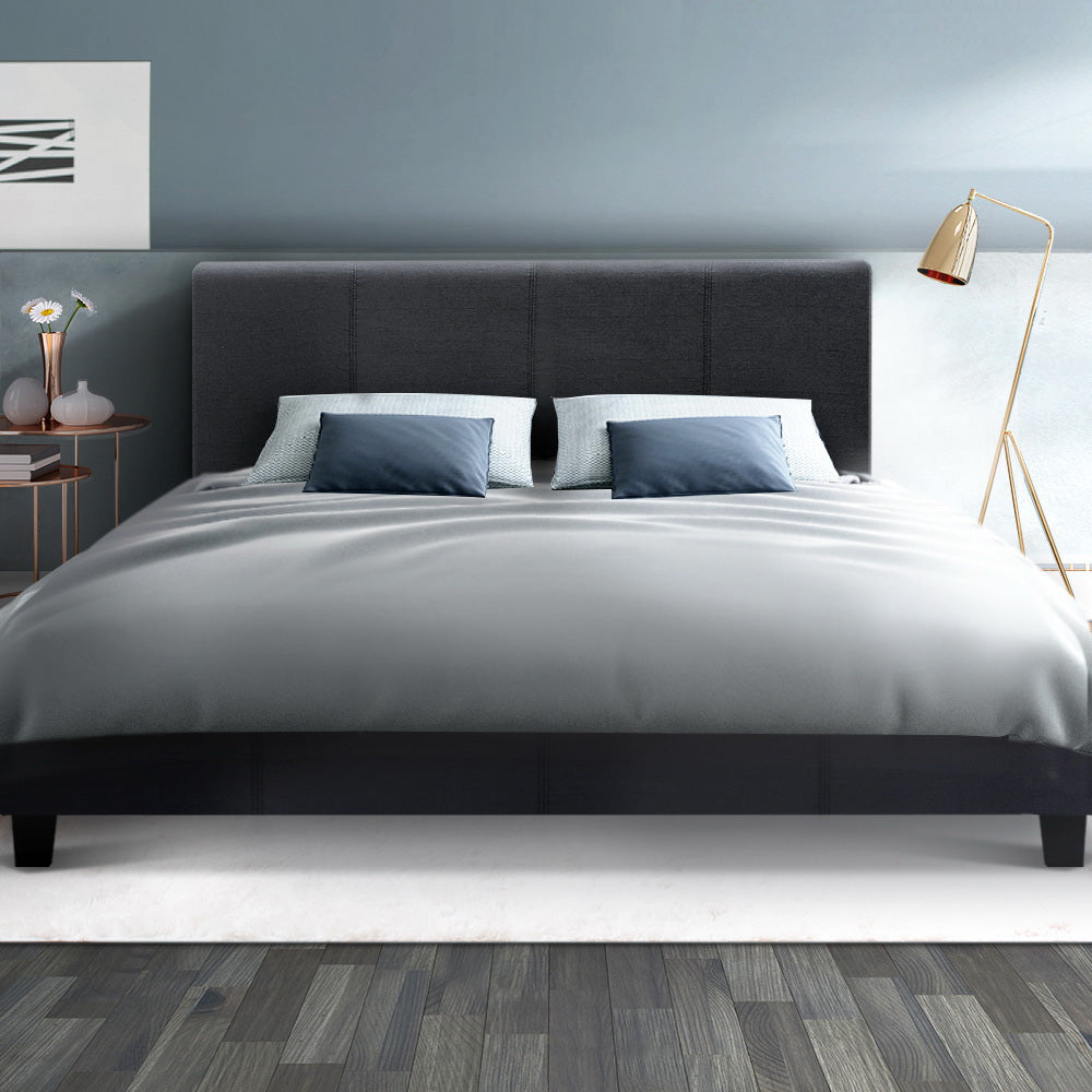 Artiss Neo Bed Frame Fabric - Charcoal Queen-Bed Frames-PEROZ Accessories