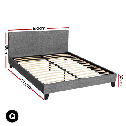 Artiss Neo Bed Frame Fabric - Grey Queen-Bed Frames-PEROZ Accessories
