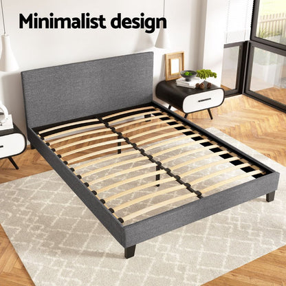 Artiss Neo Bed Frame Fabric - Grey Queen-Bed Frames-PEROZ Accessories