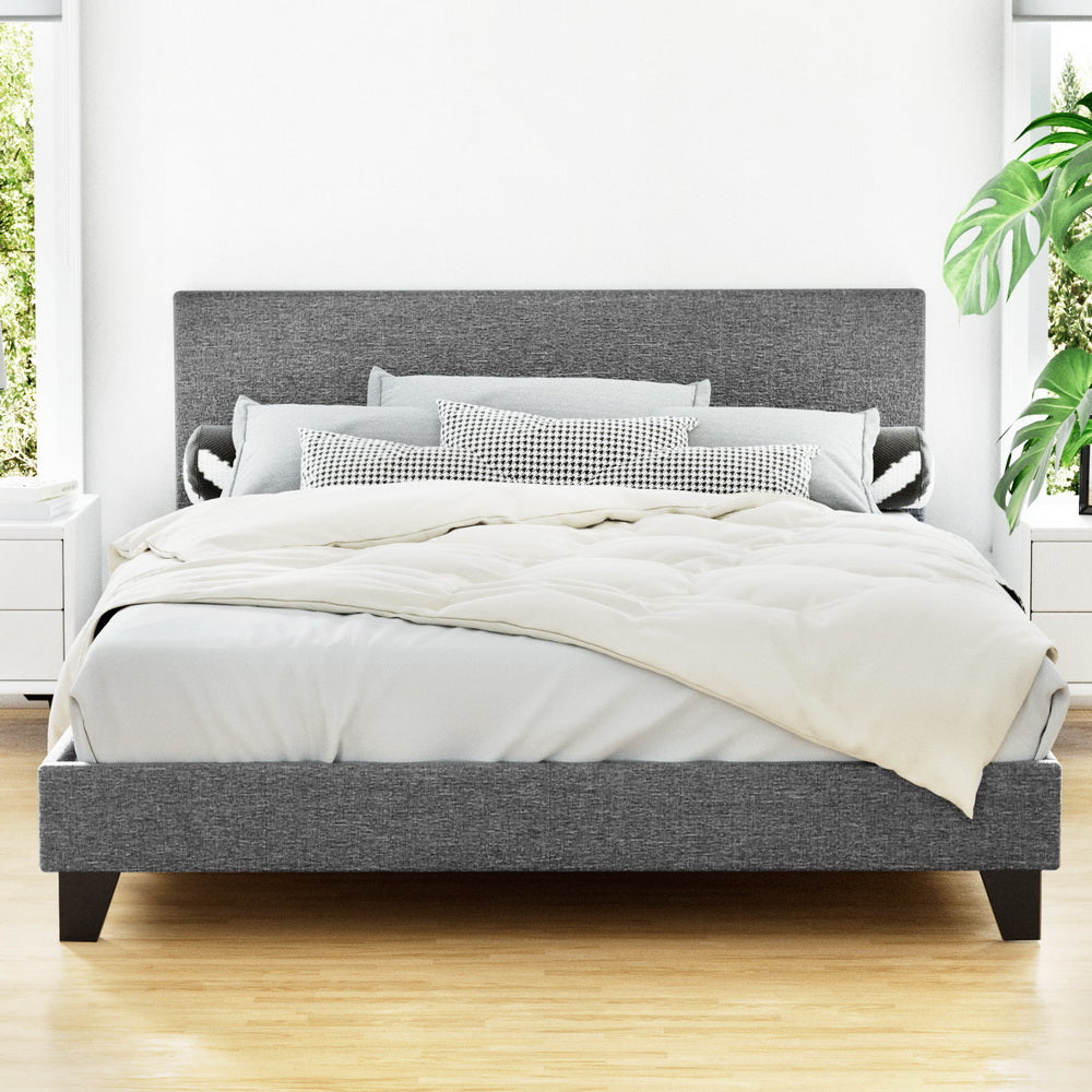 Artiss Neo Bed Frame Fabric - Grey Queen-Bed Frames-PEROZ Accessories