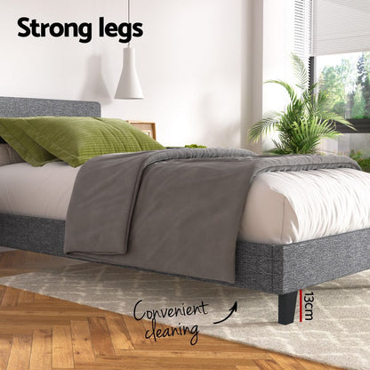 Artiss Neo Bed Frame Fabric - Grey Single-Bed Frames-PEROZ Accessories