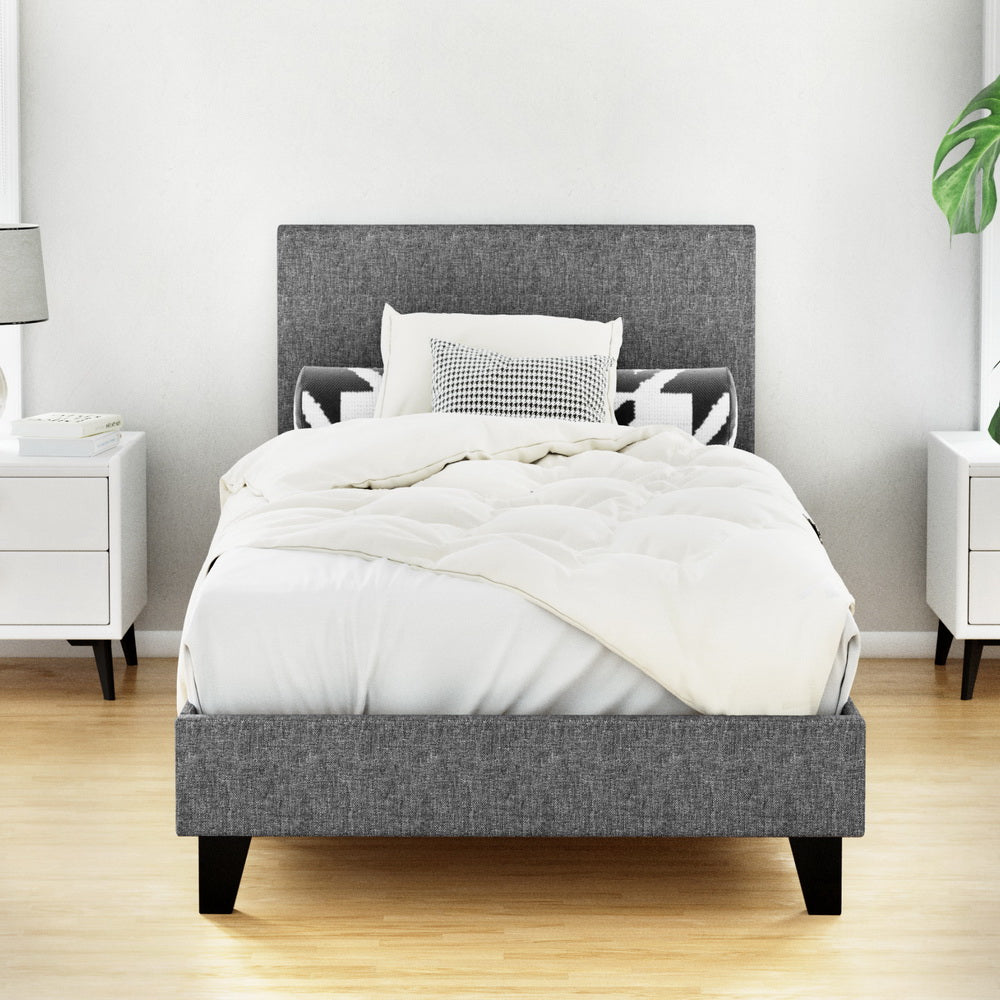 Artiss Neo Bed Frame Fabric - Grey Single-Bed Frames-PEROZ Accessories