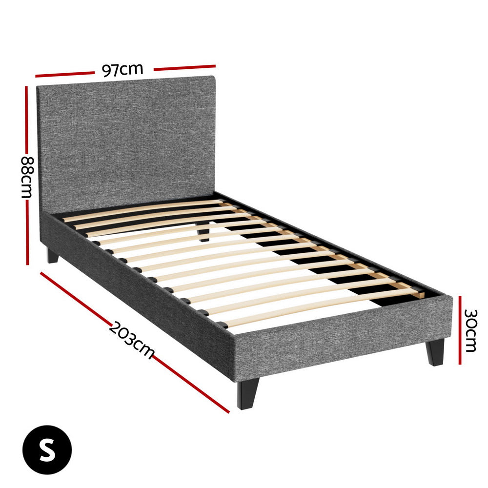 Artiss Neo Bed Frame Fabric - Grey Single-Bed Frames-PEROZ Accessories