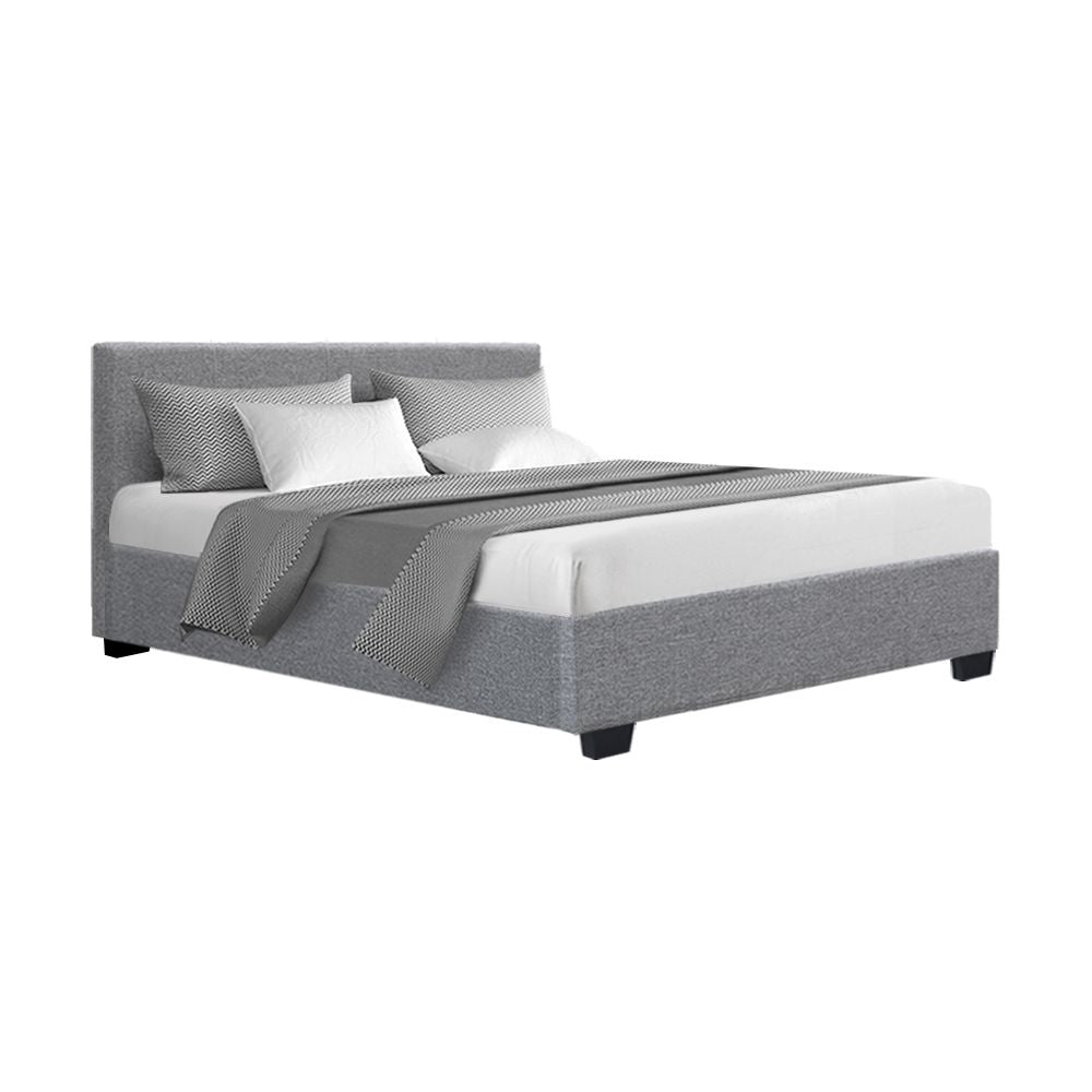Artiss Nino Bed Frame Fabric - Grey Double-Bed Frames-PEROZ Accessories