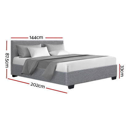Artiss Nino Bed Frame Fabric - Grey Double-Bed Frames-PEROZ Accessories