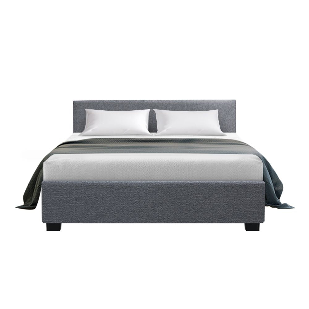 Artiss Nino Bed Frame Fabric - Grey Double-Bed Frames-PEROZ Accessories