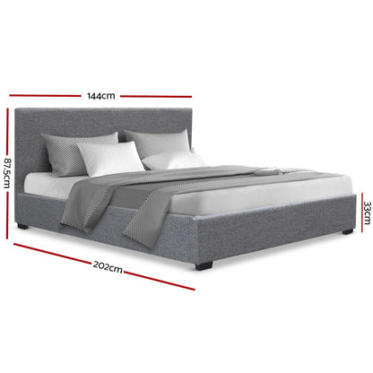 Artiss Nino Bed Frame Fabric - Grey Double-Bed Frames-PEROZ Accessories