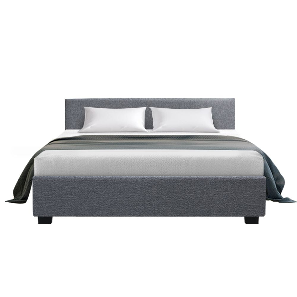 Artiss Bed Frame Queen Size Gas Lift Base -NINO Grey-Bed Frames-PEROZ Accessories