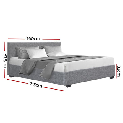 Artiss Bed Frame Queen Size Gas Lift Base -NINO Grey-Bed Frames-PEROZ Accessories