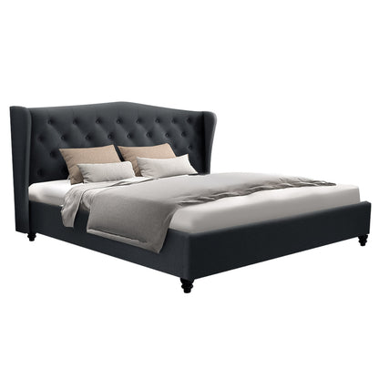 Artiss Pier Bed Frame Fabric - Charcoal King-Bed Frames-PEROZ Accessories