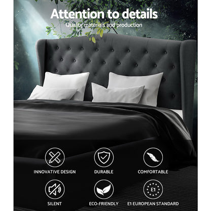 Artiss Pier Bed Frame Fabric - Charcoal King-Bed Frames-PEROZ Accessories