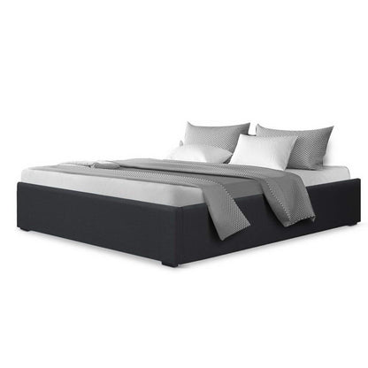 Artiss TOKI Double Size Storage Gas Lift Bed Frame without Headboard Fabric Charcoal-Bed Frames-PEROZ Accessories