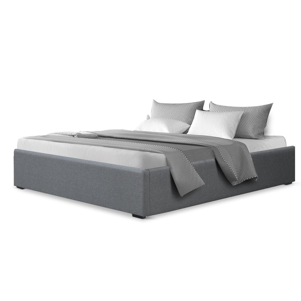 Artiss Double Full Size Gas Lift Bed Frame Base With Storage Platform Fabric-Bed Frames-PEROZ Accessories