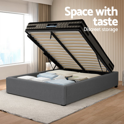 Artiss Bed Frame with 36cm Giselle Mattress Set King Single Gas Lift Base Grey-Furniture &gt; Bedroom &gt; Beds &amp; Bed Frames-PEROZ Accessories