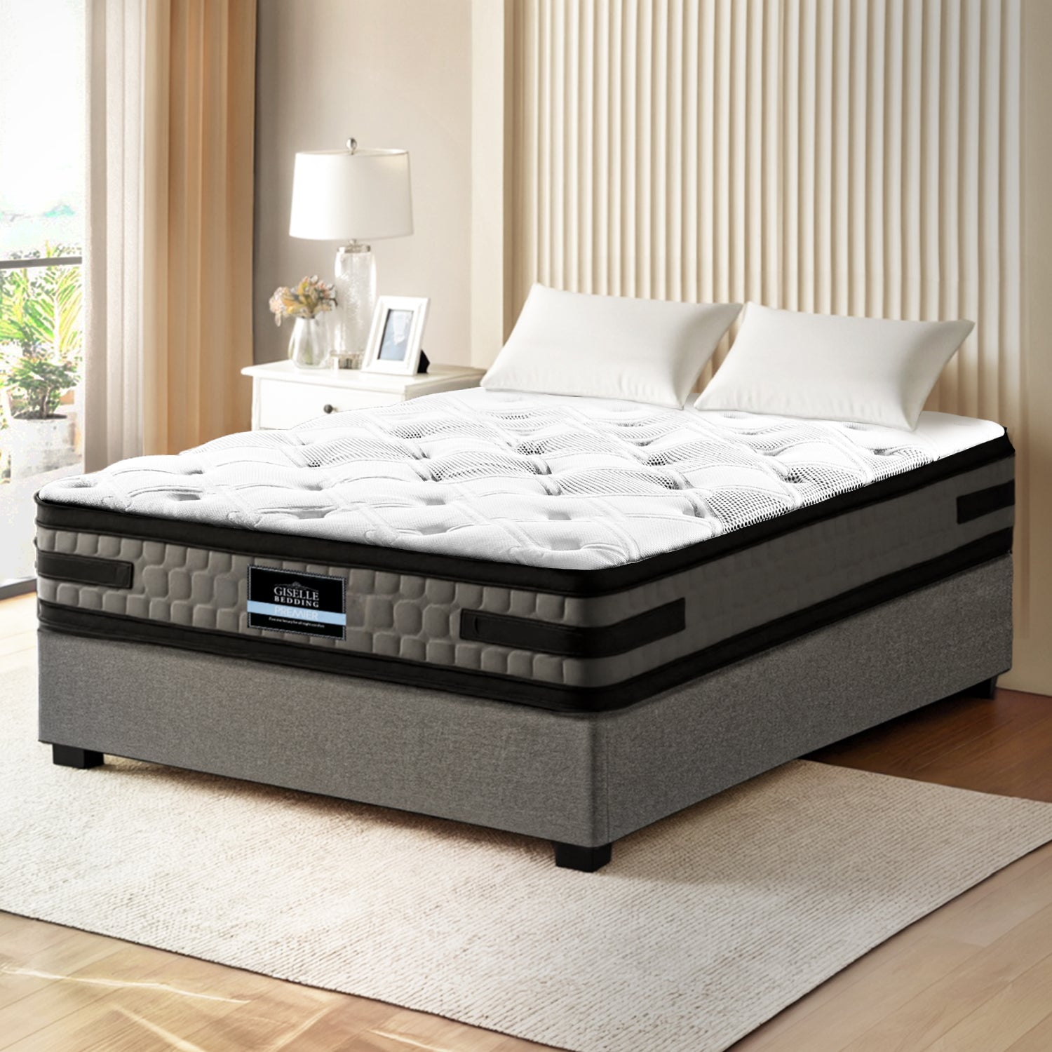 Artiss Bed Frame with 36cm Giselle Mattress Set King Single Gas Lift Base Grey-Furniture &gt; Bedroom &gt; Beds &amp; Bed Frames-PEROZ Accessories