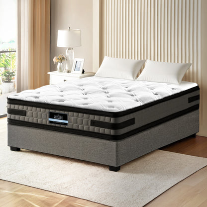 Artiss Bed Frame with 36cm Giselle Mattress Set King Single Gas Lift Base Grey-Furniture &gt; Bedroom &gt; Beds &amp; Bed Frames-PEROZ Accessories