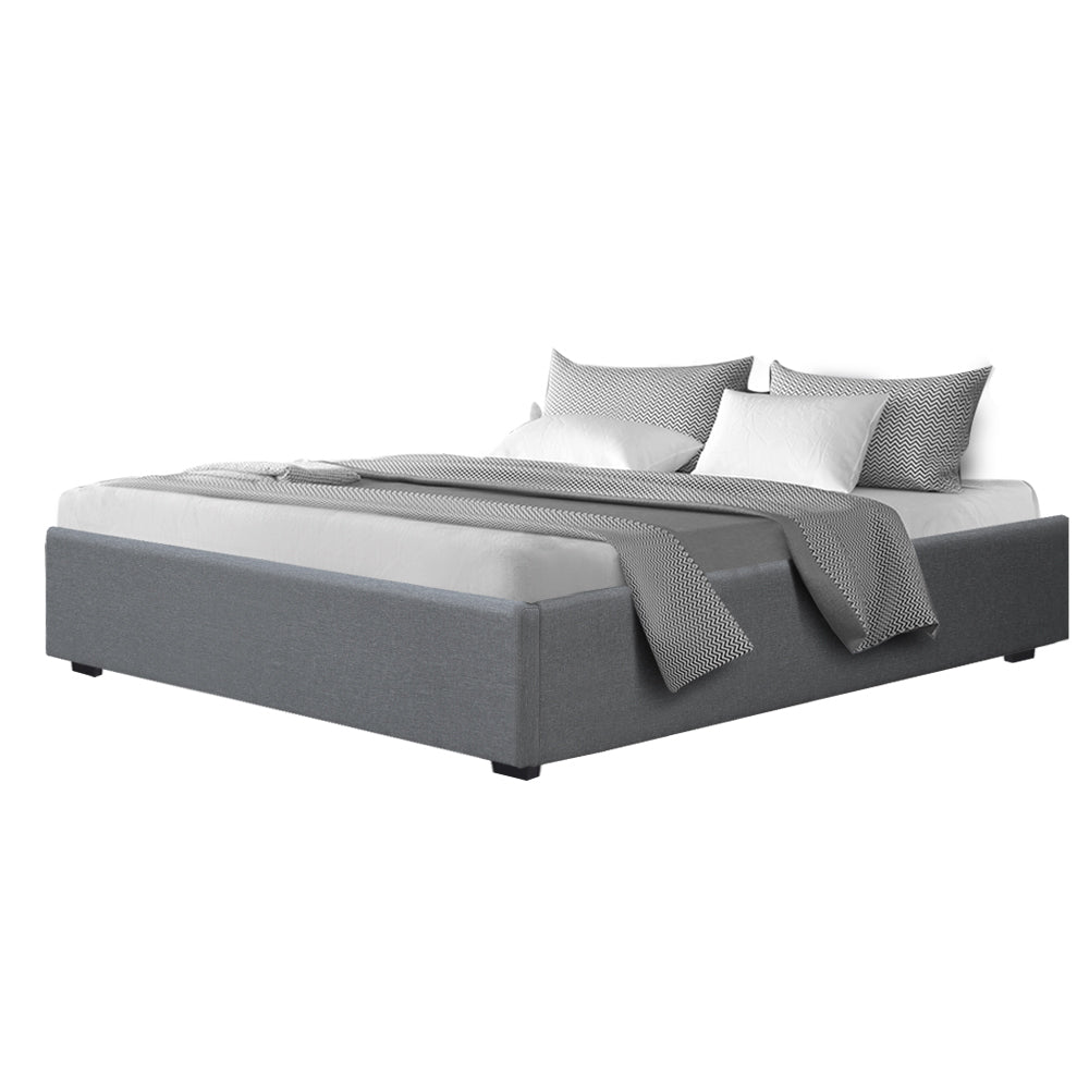 Artiss Bed Frame King Size Gas Lift Base With Storage Platform Grey Fabric Toki Collection-Bed Frames-PEROZ Accessories
